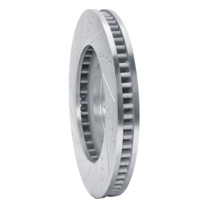 Cadillac CTS Brake Rotor (1) - Front Right - R1 Concepts - Drilled & Slotted - Silver - `03-`07